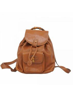 Gucci Backpack Bamboo 003 Leather Brown Gold